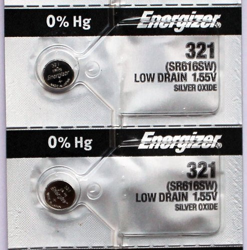 2PC Energizer 321 SR616SW Silver Oxide 1.55V Coin Cell Battery - Made in Japan